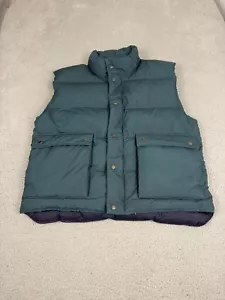 Woodlake Puffer Vest Mens Large Green Duck Down Hunting Snap Zip Insulated - Picture 1 of 19