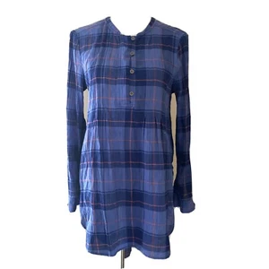 Holding Horses Anthropologie Tunic Top Womens Small Multicolor Plaid Blouse - Picture 1 of 6