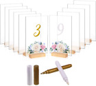 12 Pack Clear Blank Acrylic Sign Holder with Wooden Table Card Stands Menu Numbe