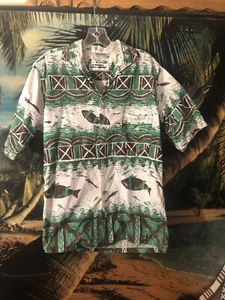 Camicia vintage STAMPATA A MANO HOALOHA hawaiana Aloha Tapa TIKI HAWAII SURF ANNI 60 - Foto 1 di 15