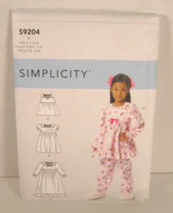 Simplicity 9204 Top, Dress, Gown & Pants Pattern Girls' 3 - 8 Uncut - Picture 1 of 3