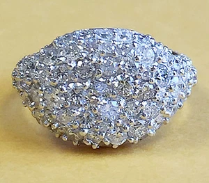 14K White Gold Round Cut Diamond Ring Eternity Style Micro Pave Pinky 2.00ctw - Picture 1 of 6