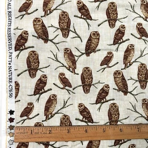 Timeless Treasures Owl Fabric Cotton Owls Sold by the Half Yard Nature C7650 - Picture 1 of 4
