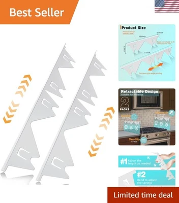 2-Pack Stainless Steel Stove Gap Covers, Adjustable 13.8"-27.5" for Your Kitchen - Image 1 of 4