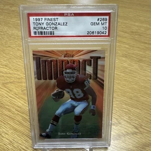 1997 Topps Finest REFRACTOR #269 Tony Gonzalez RC PSA 10 GEM MINT HOF POP 9 RARO - Foto 1 di 3