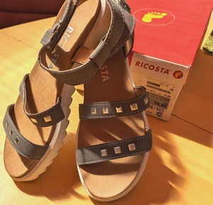 Ricosta Sandalen Damen Mädchen Gr. 39 Neu mit Karton schmaler Klett grau Sommer - Bild 1 von 20