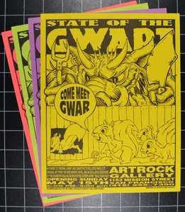GWAR @ ARTROCK GALLERY - FRANK KOZIK 94-9 SET OF 4 FLYERS - Picture 1 of 3