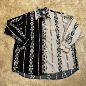 Camicia da cowboy vintage Wrangler Pearl Snap, XXL/XXXL, nero/bianco/rosso, senza etichette - Foto 1 di 7