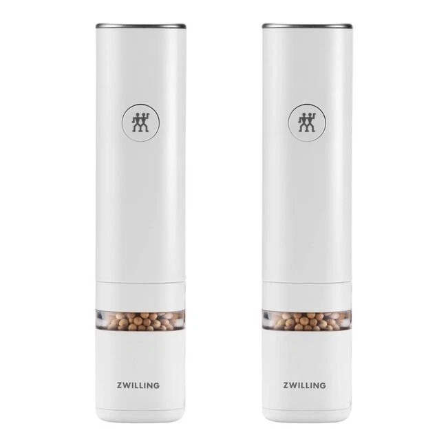 JUEGO DE 2 PIEZAS MOLINO ELÉCTRICO DE SAL/PIMIENTA ZWILLING, RECARGABLE, BLANCO Foto 1 de 1