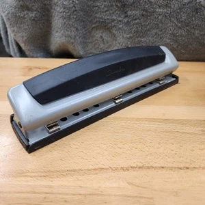 Swingline Black Silver Three 3-Hole Adjustable Paper Punch Office Business - Picture 1 of 5