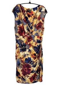 Ralph Lauren Faux Wickelkleid Abstrakt Blumenmuster 16W Bunt Stretch Edel - Bild 1 von 10