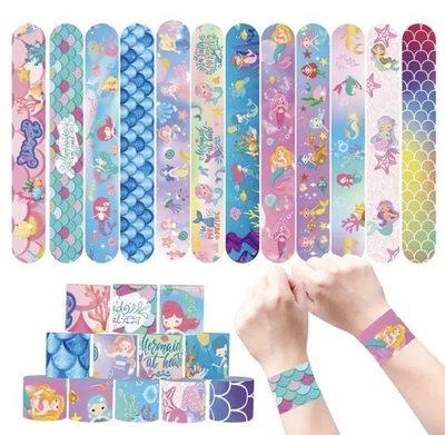 12 peças pulseiras de tapa de sereia – favores de festa, cores pastel, tema oceano - Imagem 1 de 3