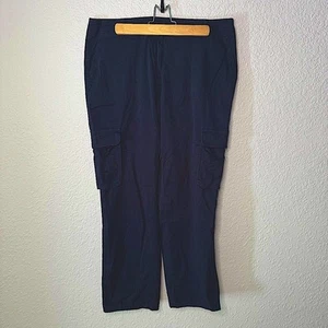 J Jill marineblaue Cargohose Größe 12 Baumwolle leicht spitz zulaufend lässig hoher Bund - Bild 1 von 8