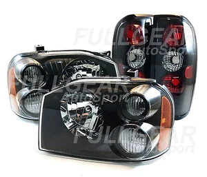 FAROS LENTES TRANSPARENTES NEGROS Y LUCES TRASERAS NEGRAS PARA NISSAN FRONTIER 2001-2004 - Imagen 1 de 7