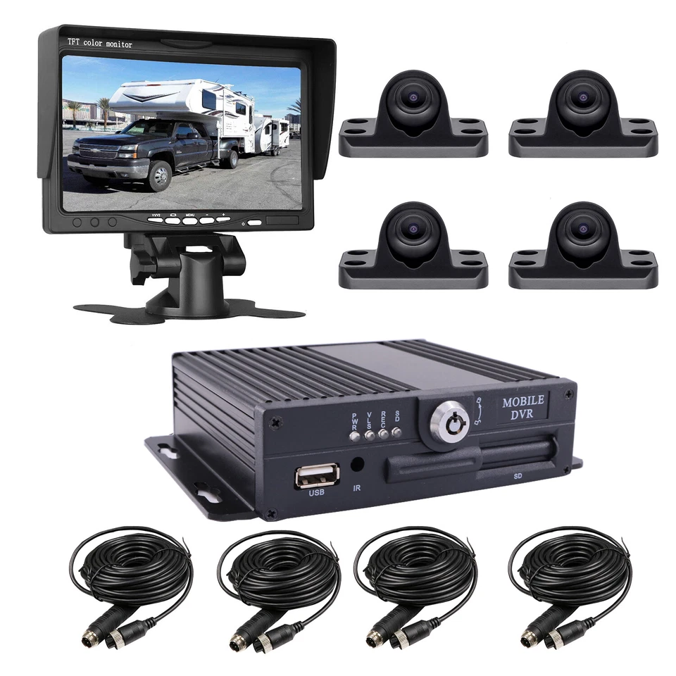 4CH 1080P AHD 512GB Truck DVR MDVR Video Recorder CCTV Real-time Monitor System - Image 1 of 4
