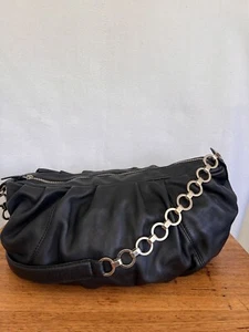 π OROTON Black LEATHER Tote Handbag Shoulder Bag Satchel Pouch - Picture 1 of 11