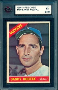 1966 TOPPS OPC O PEE CHEE Baseball #100 SANDY KOUFAX HOF KSA 6 EX-NM L A Dodgers - Picture 1 of 2