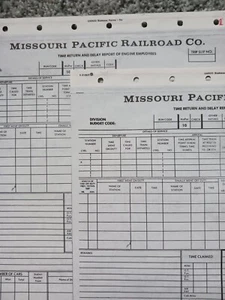 MISSOURI PACIFIC RAILROAD Co. TIME RETURN AND DELAY REPORT Of Engine Employees - Picture 1 of 14