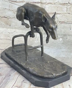 Perro Doberman Pinscher de bronce vivo estatua de bronce fundido sobre base de mármol 1994 - Imagen 1 de 10