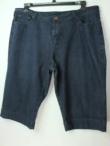 PANTS ASHLEY STEWART Sz 18 Womens DENIM JEAN CAPRI Stretch Dark Wash - Picture 1 of 10