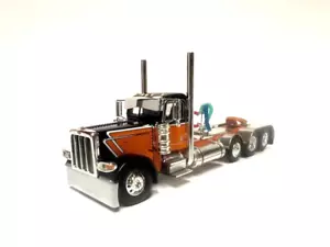 DCP FIRST GEAR 1/64 SCALE 389 PETERBILT DAY CAB, TRIPLE AXLE, BLACK & ORANGE - Picture 1 of 7