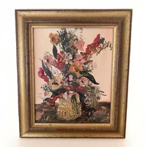 Huile Sur Toile Nature Morte Fleurs Style Expressionniste Signée Claude Maubat - Picture 1 of 12
