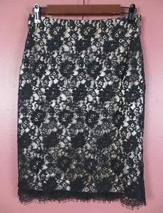 SK15895- BANANA REPUBLIC Women's Cotton Nylon Lace Pencil Skirt Black Floral 2 - Picture 1 of 9