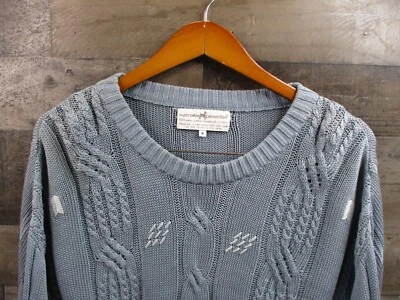 Перуанский Connection свитер женщин средний синий кабель трикотажа Пима хлопок декольте - Изображение 1 из 4