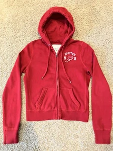 Abercrombie & Fitch Women’s Vintage Y2K Sorority Red Zip Hoodie Medium RARE!! - Picture 1 of 14