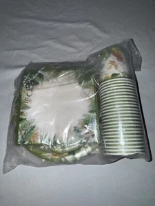 Dinosaur Birthday Party Supplies Plates, Napkins & Cups Wilderness Green Leaves - Picture 1 of 5