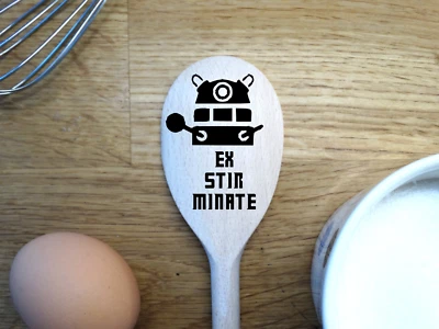 Dalek- From Doctor Who- Wooden Spoon with Joke Message Merch Present Gift Idea
