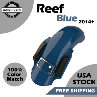 Guardabarros trasero estirado Advanblack Reef Blue Dominator para Harley Davidson 14+ Foto 1 de 4