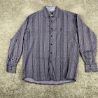 The Original Stacy Adams Button-Up Shirt Men's Size L Black Gray Long Sleeve