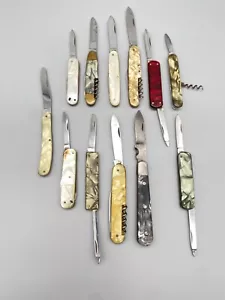 KONVOLUT 12X TASCHENMESSER MERCEDES BENZ PERLMUTT 50ER VINTAGE SOLINGEN SAMMLUNG - Bild 1 von 8