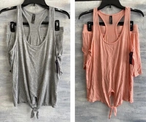 AMBRIELLE 2-teiliges Tank Top & Shorts Set, S M XXL - Heather Gray, Coral Escape - Bild 1 von 19