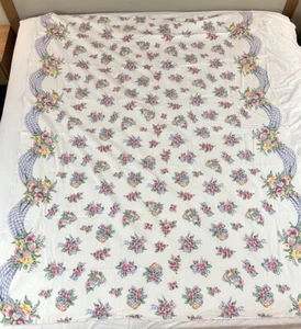 Vintage Osterweiß mit Eiern Band Blumenmuster Gingham Tischdecke 78x58" - Bild 1 von 6