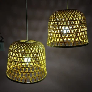Rattan Hanging Lamp Shade Decoration Light Fixture Decorative Handmade Pack of 2 - Picture 1 of 10