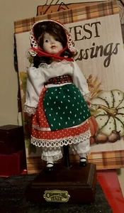 Collector's Doll Italy with Wooden Stand International Collectors Society 10.5 " - Picture 1 of 9
