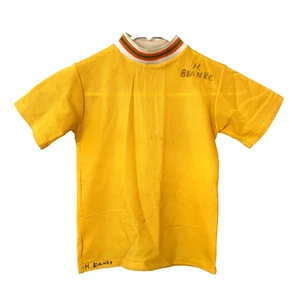 Vintage 60s 70s Towncraft Polyester Ringer T-Shirt Yellow Boys 26.5" Destroyed - Picture 1 of 11