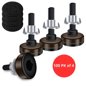 Saffire Adjustable Feet Levelers for Furniture 3/8 16 Thread Brown 100 PAK of 4 - Picture 1 of 8