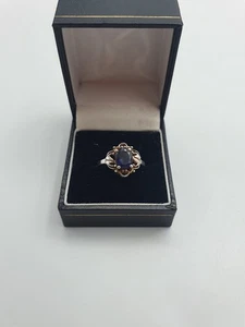 Bellissima pietra/ametista blu argento massiccio? Anello, taglia P - Foto 1 di 8