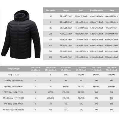 15 Zone Heating Jacket Men Women Electric Heating Jacket Thermal Hoodied Coat US - Image 1 of 4