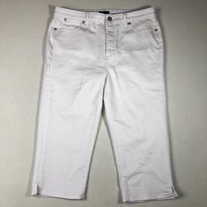 Talbots Damen weiß Denim Pedal Pusher Jeans Größe 8 Cropped 5 Taschen Stretch - Bild 1 von 12
