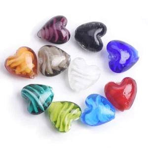 Cuentas sueltas de vidrio de murano hechas a mano en forma de corazón de 16x14 mm 10 un. para joyería hágalo usted mismo - Imagen 1 de 25