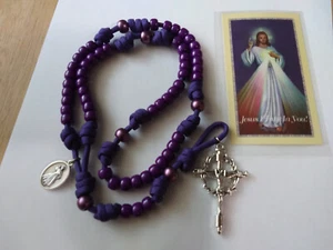 Jesus Divine Mercy Rosary Beads Purple Paracord Nail Crucifix Medal Card Lot - Picture 1 of 4