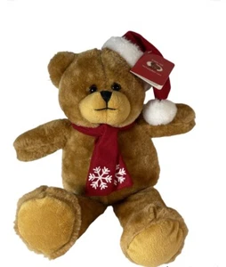 Ms Teddy Bear Plush Stuffed Animal Toy Brown Red Bow 13 in (New With Tags) - Picture 1 of 9