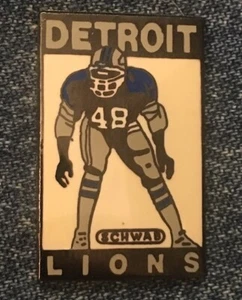 Prendedor de solapa Detroit Lions ~ Patrocinador de la NFL ~ 1990 ~ Charles Schwab ~ Fútbol americano - Imagen 1 de 3
