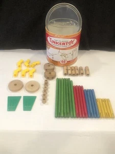 Classic TINKERTOY Construction Set 46 Pieces Playskool Wood Mini Set - Picture 1 of 4