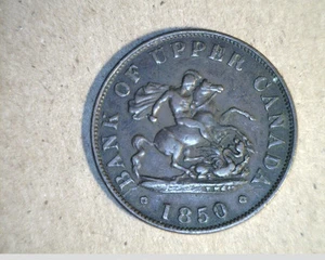 1850 Upper  Canada, Half Penny Bank Token,  High Grade Copper   (Can-146) - Picture 1 of 2