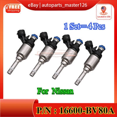 Inyector de combustible 4 piezas para Nissan Juke 2011-2017 1,6 L FJ1444 16600-BV80A Turbo Foto 1 de 4